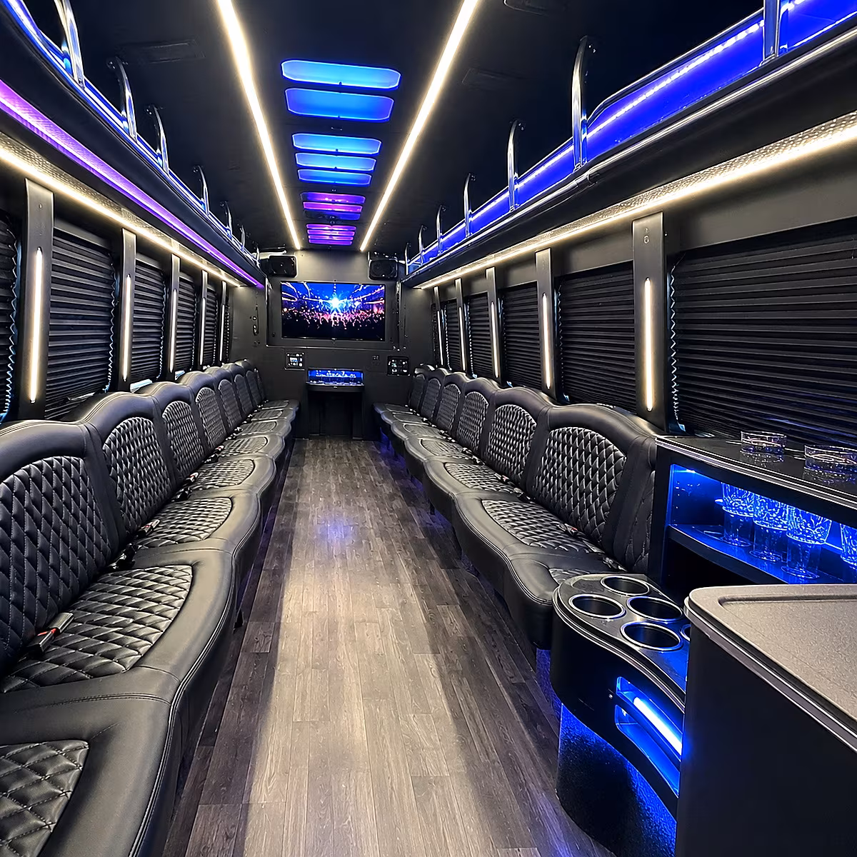 Orlando Birthday, Sweet 16, & Quinceañera Transportation party bus interior